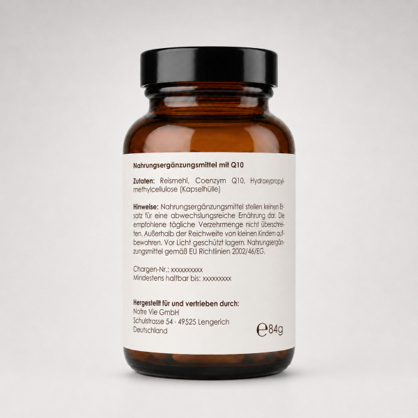Braunglasdose der Notre Vie Coenzym Q10 100 mg Kapseln, 120 Stück, Clean Label und Made in Austria-6